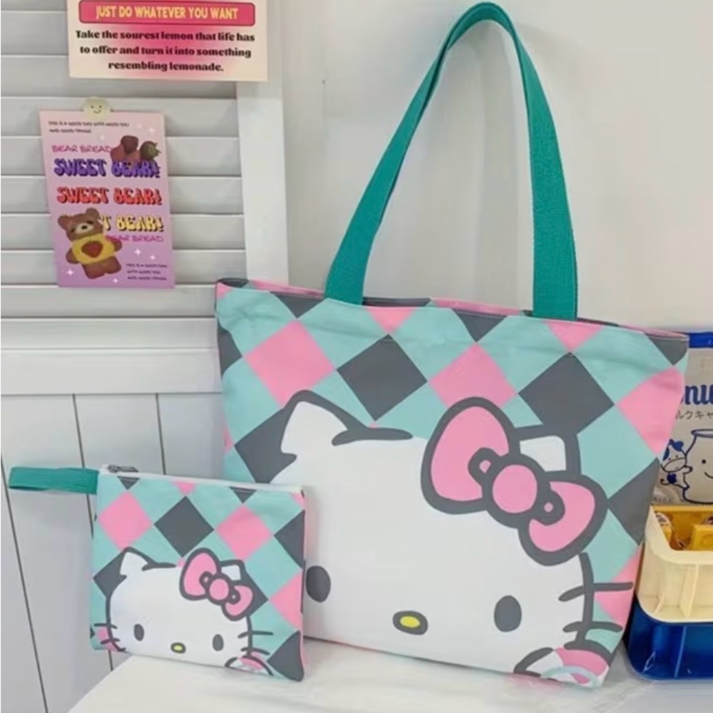 ❤️❤️SANRIO MYSTERY BUNDLE with Hello Kitty zippered Canvas Tote & zippered Pouch
